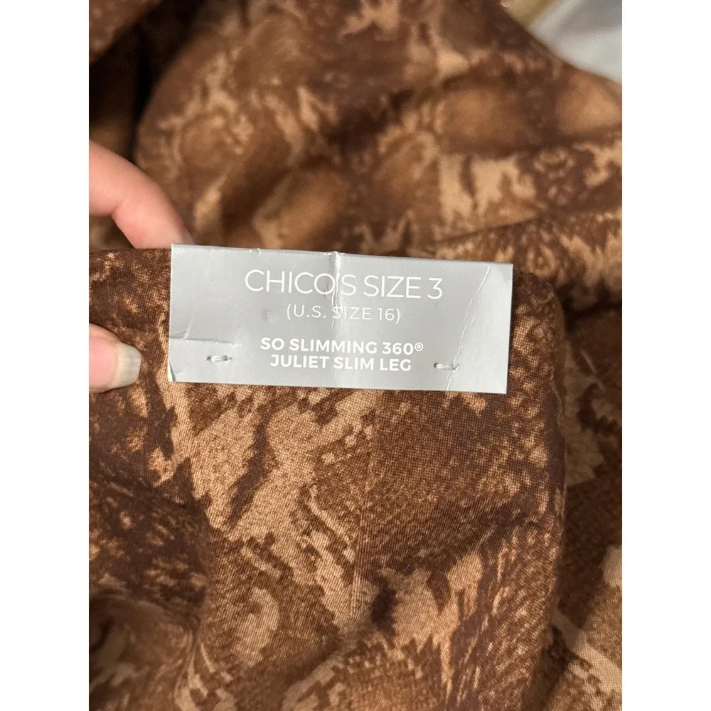 Chicos So Slimming 360 Juliet Slim Leg Pull On Pants Snake Print Career Office 3